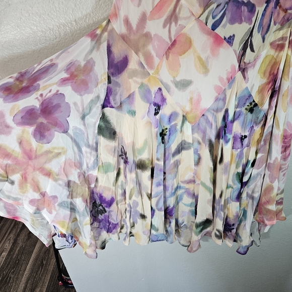 Anthropologie Asymmetrical Painterly Floral Midi Skirt Size S - Picture 10 of 14